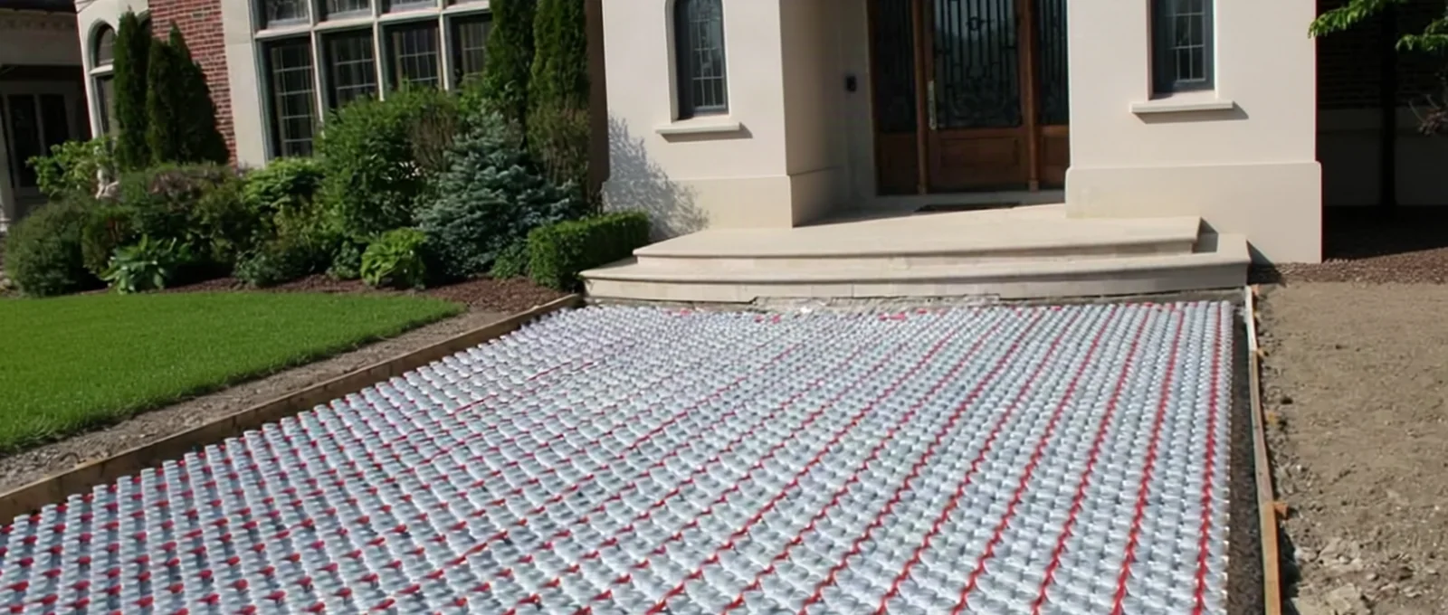 Heated driveway cable being tested with a multimeter in Vail, Colorado